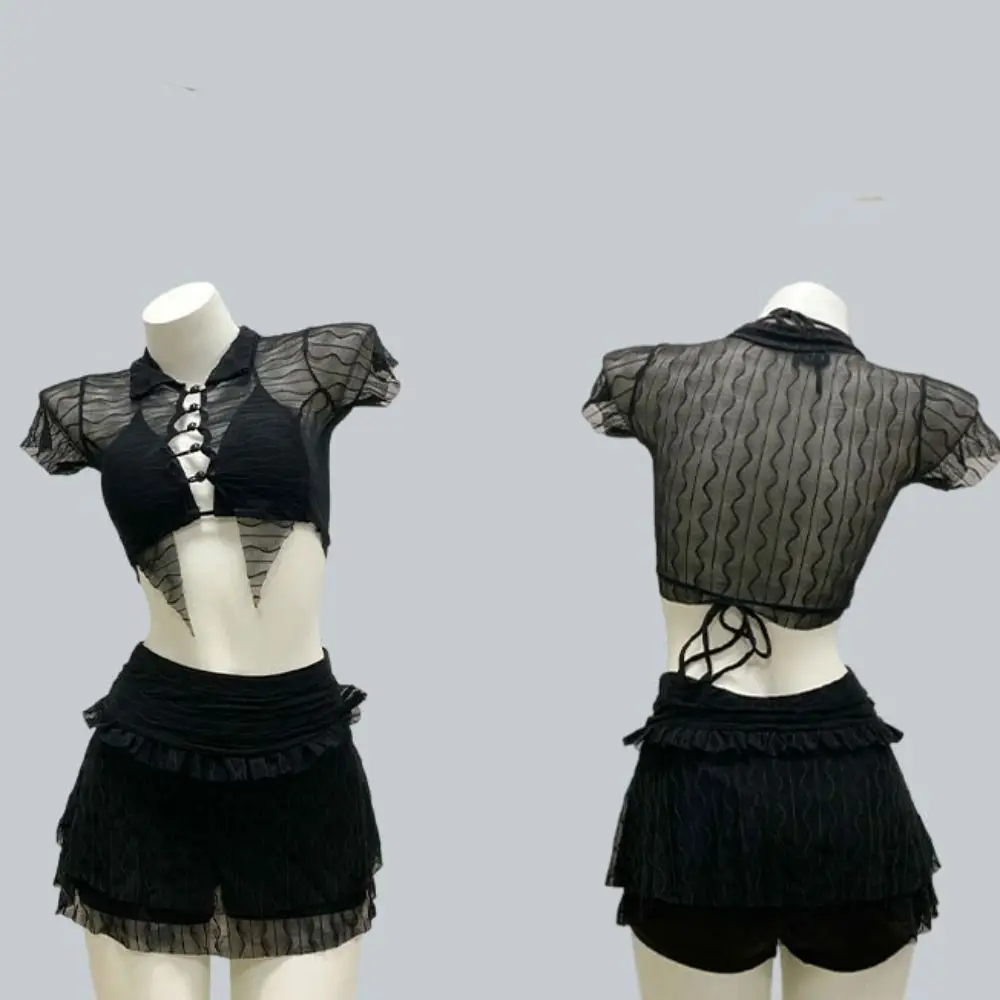 Slim Fit Short Sleeve Swimsuit Hollow Out Ruffle Bikini Bathing Suit Beachwear Clothing Transparent Three Pieces Swimwear Set
Slim Fit Short Sleeve Swimsuit Hollow Out Ruffle Bikini Bathing Suit Beachwear Clothing Transparent Three Pieces Swimwear Set