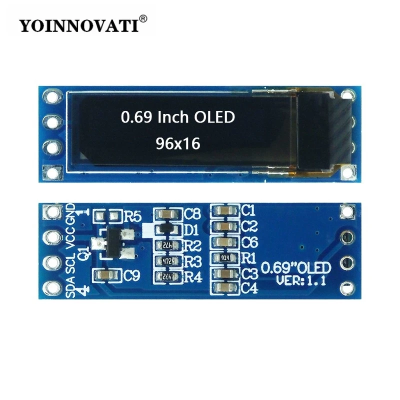0.69 Inch 0.69" OLED Display Module, SSD1315 Driver 96x16 White Monochrome Screen, I2C Interface, 4-Pin Small LCD Screen Module
0.69 Inch 0.69" OLED Display Module, SSD1315 Driver 96x16 White Monochrome Screen, I2C Interface, 4-Pin Small LCD Screen Module