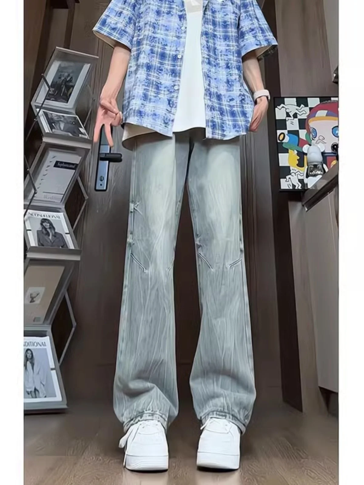 Синие джинсы в стиле ретро в американском стиле High Street, мужские расклешенные брюки Vibe Haome, длинные брюки с узором молний для похудения
Синие джинсы в стиле ретро в американском стиле High Street, мужские расклешенные брюки Vibe Haome, длинные брюки с узором молний для похудения