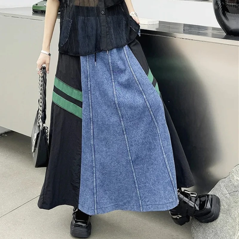 Y2k Long Skirt Women Patchwork Denim Skirts A Line Elastic Waist Drawstring Pockets Vintage Distressed Washed 2025 Streetwear
Y2k Long Skirt Women Patchwork Denim Skirts A Line Elastic Waist Drawstring Pockets Vintage Distressed Washed 2025 Streetwear