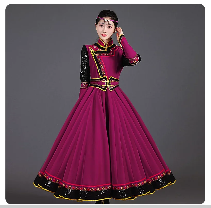 Adult ethnic style Mongolian robe big swing dress performance costume
Adult ethnic style Mongolian robe big swing dress performance costume