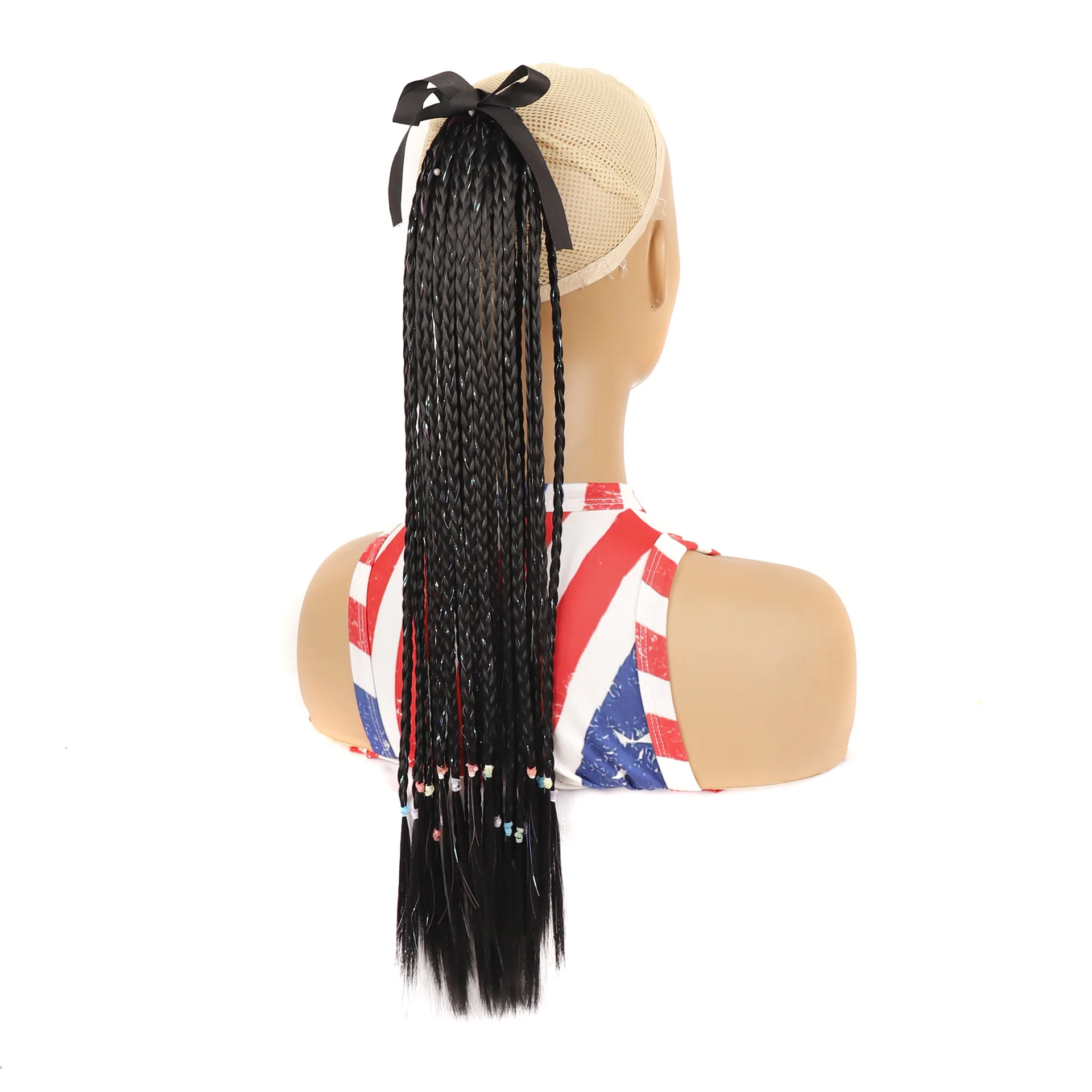 Ribbon Tie Braided Ponytail Synthetic Hair with Sparkly Gold Silver Tinsel Thread Handmade Micro Box Braid Ponytail Extension
Ribbon Tie Braided Ponytail Synthetic Hair with Sparkly Gold Silver Tinsel Thread Handmade Micro Box Braid Ponytail Extension