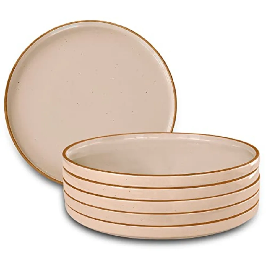 Ceramic Flat Dinner Plates Set of 6 10.5 in High Edge Dish Set - Microwave Oven and Dishwasher Safe Scratch Resistant Modern Di
Ceramic Flat Dinner Plates Set of 6 10.5 in High Edge Dish Set - Microwave Oven and Dishwasher Safe Scratch Resistant Modern Di
