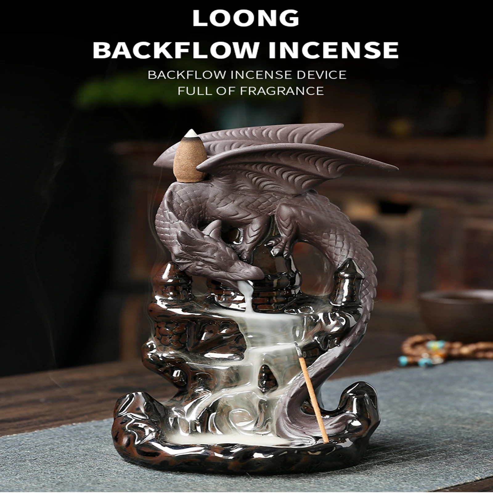 Backflow Incense Burner Dragon Ceramic Statue Crafts Home Decoration Ornament Backflow Incense Holder for Desktop Living Room
Backflow Incense Burner Dragon Ceramic Statue Crafts Home Decoration Ornament Backflow Incense Holder for Desktop Living Room