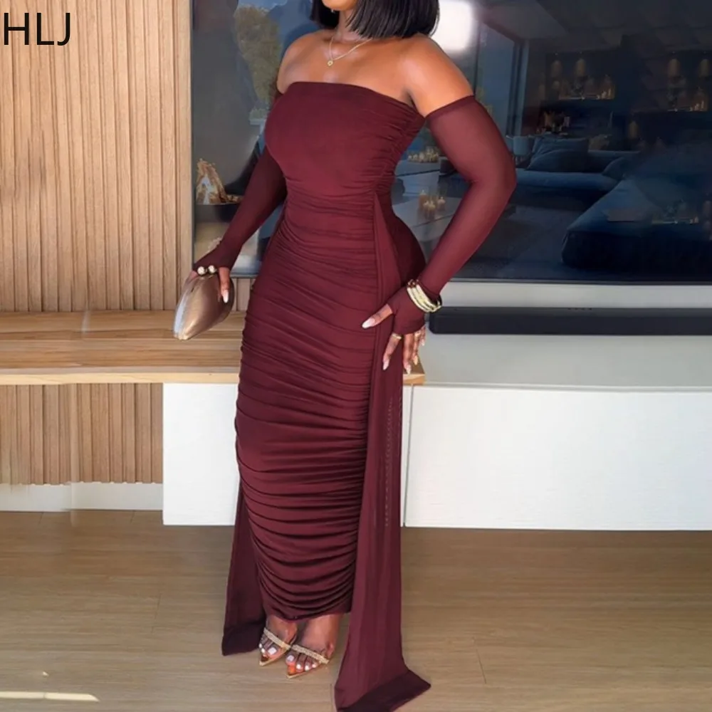 HLJ Elegant Mesh Ruched Patchwork Bodycon Dresses Woman Solid Color Sleeveless Backless Dress Female Party Club Vestidos 2025
HLJ Elegant Mesh Ruched Patchwork Bodycon Dresses Woman Solid Color Sleeveless Backless Dress Female Party Club Vestidos 2025