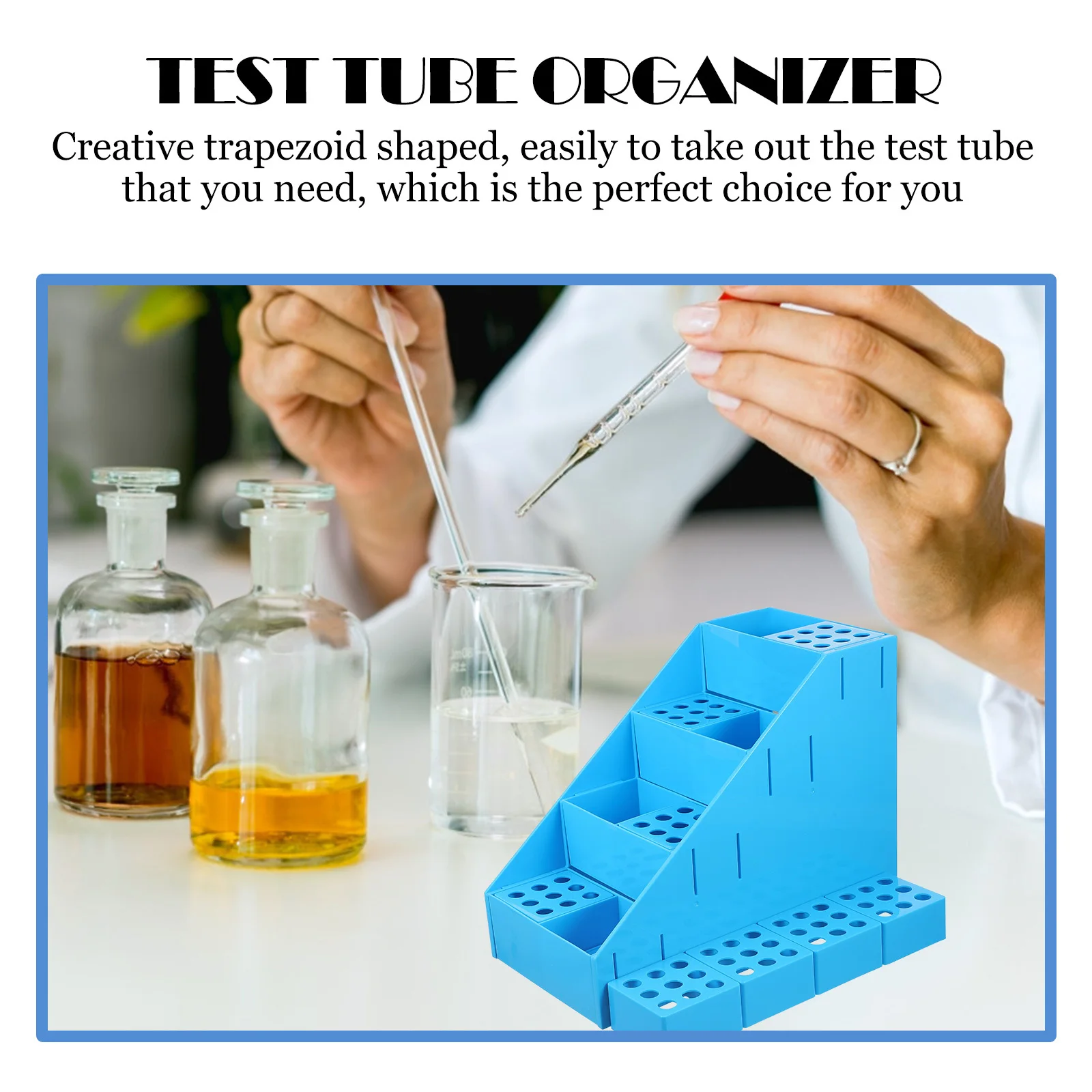 Large Capacity 72-Hole Test Tube Stand Trapezoid Shape Durable and Easy to Clean for 5ml 10ml Tubes in Home School Labs
Large Capacity 72-Hole Test Tube Stand Trapezoid Shape Durable and Easy to Clean for 5ml 10ml Tubes in Home School Labs