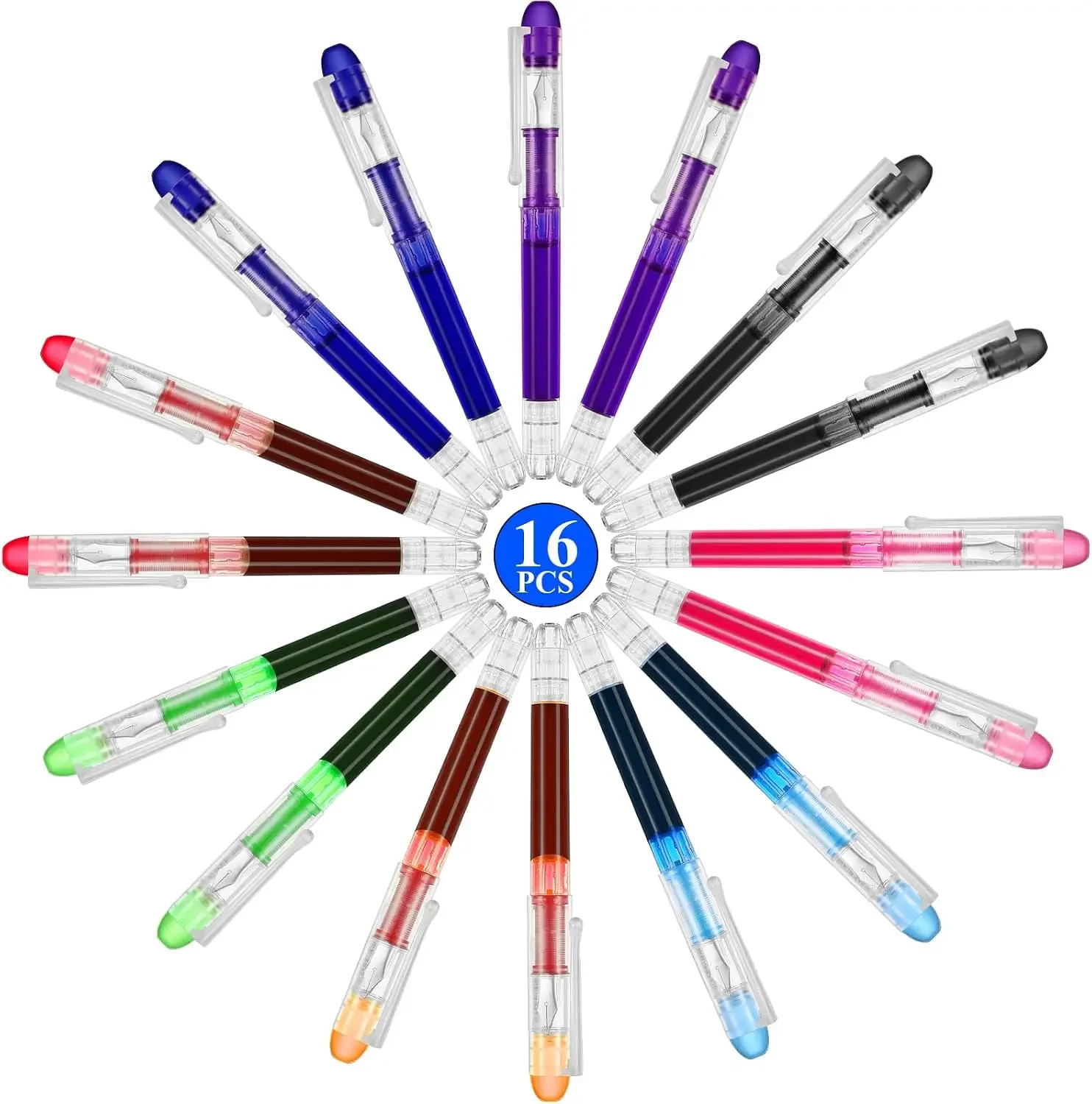16 Assorted Disposable Fountain Pens, Extra Fine Point for Calligraphy & Sketching, School Office Supplies
16 Assorted Disposable Fountain Pens, Extra Fine Point for Calligraphy & Sketching, School Office Supplies