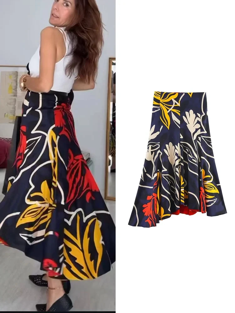ZBZA Women's Artistic Retro Print Skirt Asymmetric Mid-waist Pleated Hidden Zip Casual A-line Skirt Spring Summer New Chic Skirt
ZBZA Women's Artistic Retro Print Skirt Asymmetric Mid-waist Pleated Hidden Zip Casual A-line Skirt Spring Summer New Chic Skirt