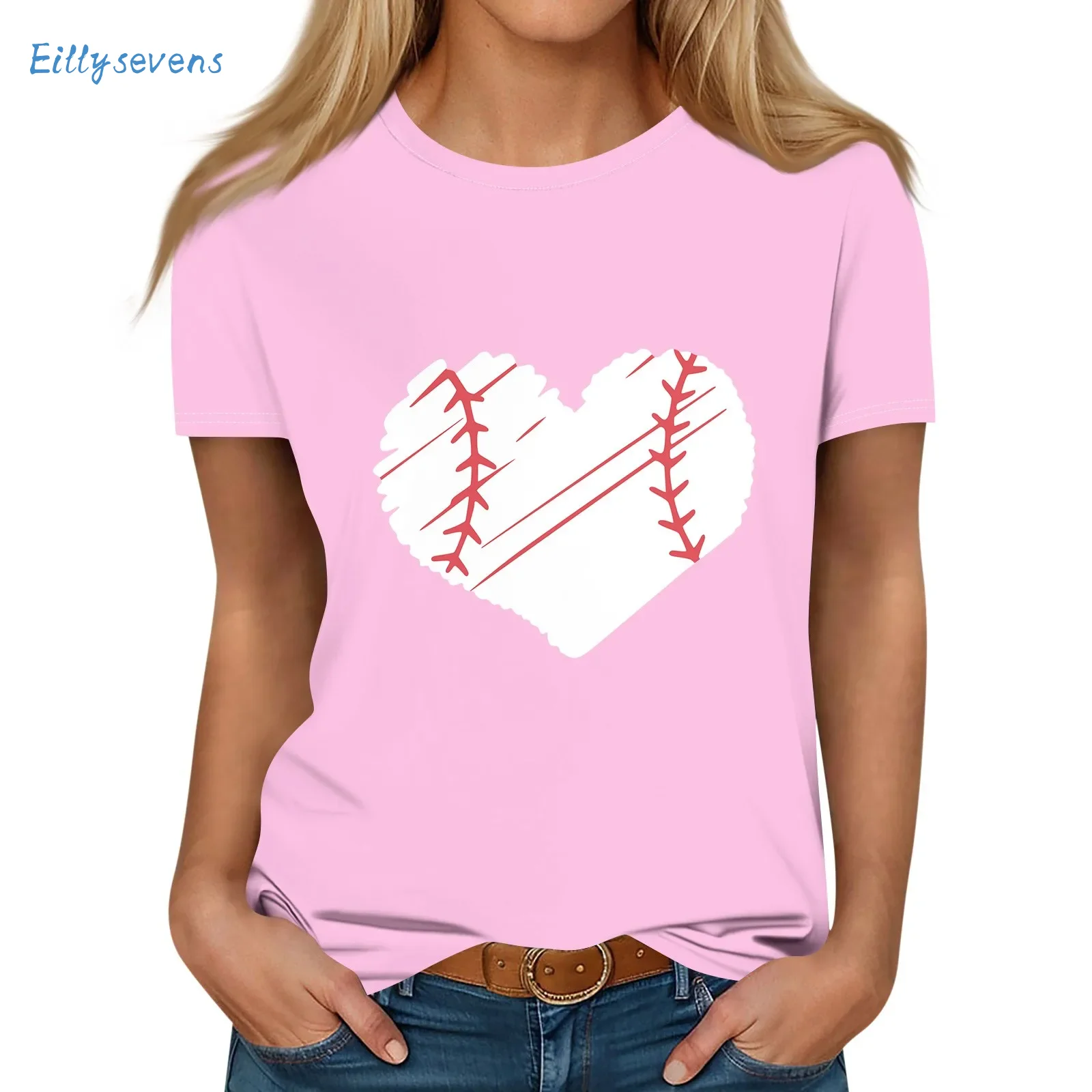 Women'S Casual Short Sleeved Tops Classic Simple Round Neck Fitting Tops Trend Baseball Print Solid Color Basic Tops
Women'S Casual Short Sleeved Tops Classic Simple Round Neck Fitting Tops Trend Baseball Print Solid Color Basic Tops