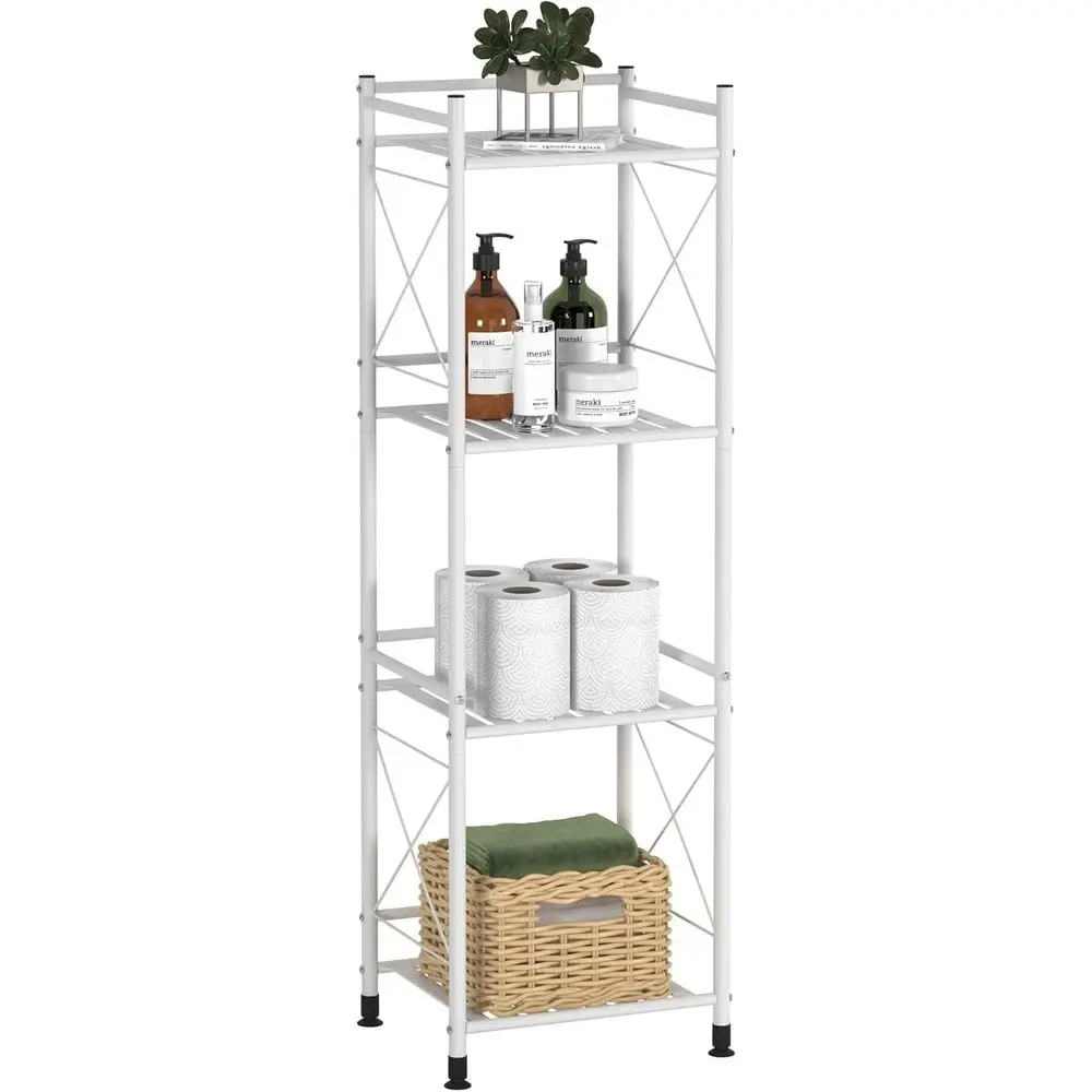 4 Tier Shelving Unit, Bathroom Storage Shelves, Metal Heavy Duty Storage Rack for Small Space Kitchen Balcony Office, White
4 Tier Shelving Unit, Bathroom Storage Shelves, Metal Heavy Duty Storage Rack for Small Space Kitchen Balcony Office, White