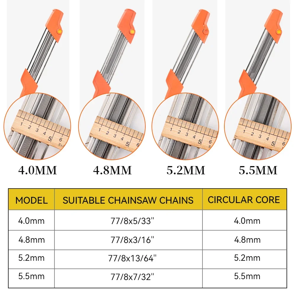 2in1 Manual Chainsaw Sharpener Tool with Whetstone 4.0/4.8/5.2/5.5mm Chain File Grinding Tool for Chainsaw Maintenance
2in1 Manual Chainsaw Sharpener Tool with Whetstone 4.0/4.8/5.2/5.5mm Chain File Grinding Tool for Chainsaw Maintenance