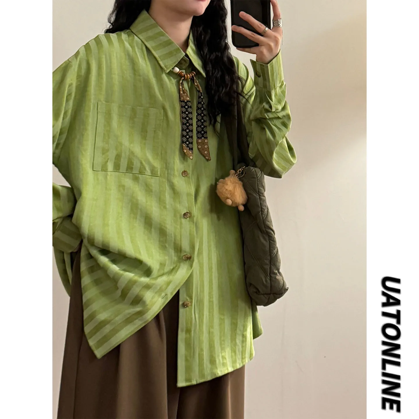 UATONLINE Осенне-зимний свободный повседневный кардиган с открытым воротом, длинными рукавами и полосками, универсальный стиль для молодых женщин
UATONLINE Осенне-зимний свободный повседневный кардиган с открытым воротом, длинными рукавами и полосками, универсальный стиль для молодых женщин