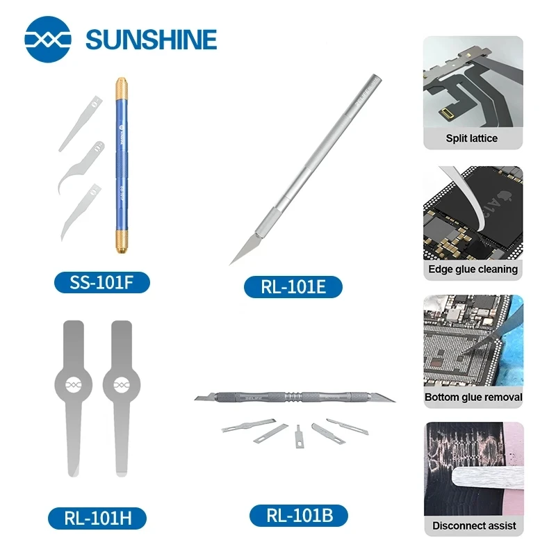 Chip Repair Advanced Blade Set, Elasticity Protect Motherboard, Mobile Phone Repair, SS-101F, RL-101H, 101E, 101B
Chip Repair Advanced Blade Set, Elasticity Protect Motherboard, Mobile Phone Repair, SS-101F, RL-101H, 101E, 101B