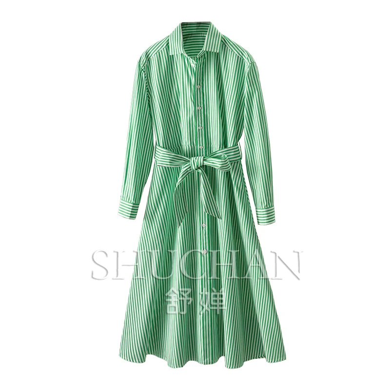 2025 fresh and elegant, designer pure cotton striped long-sleeved shirt dress women 4W21 vestidos elegantes para mujer
2025 fresh and elegant, designer pure cotton striped long-sleeved shirt dress women 4W21 vestidos elegantes para mujer