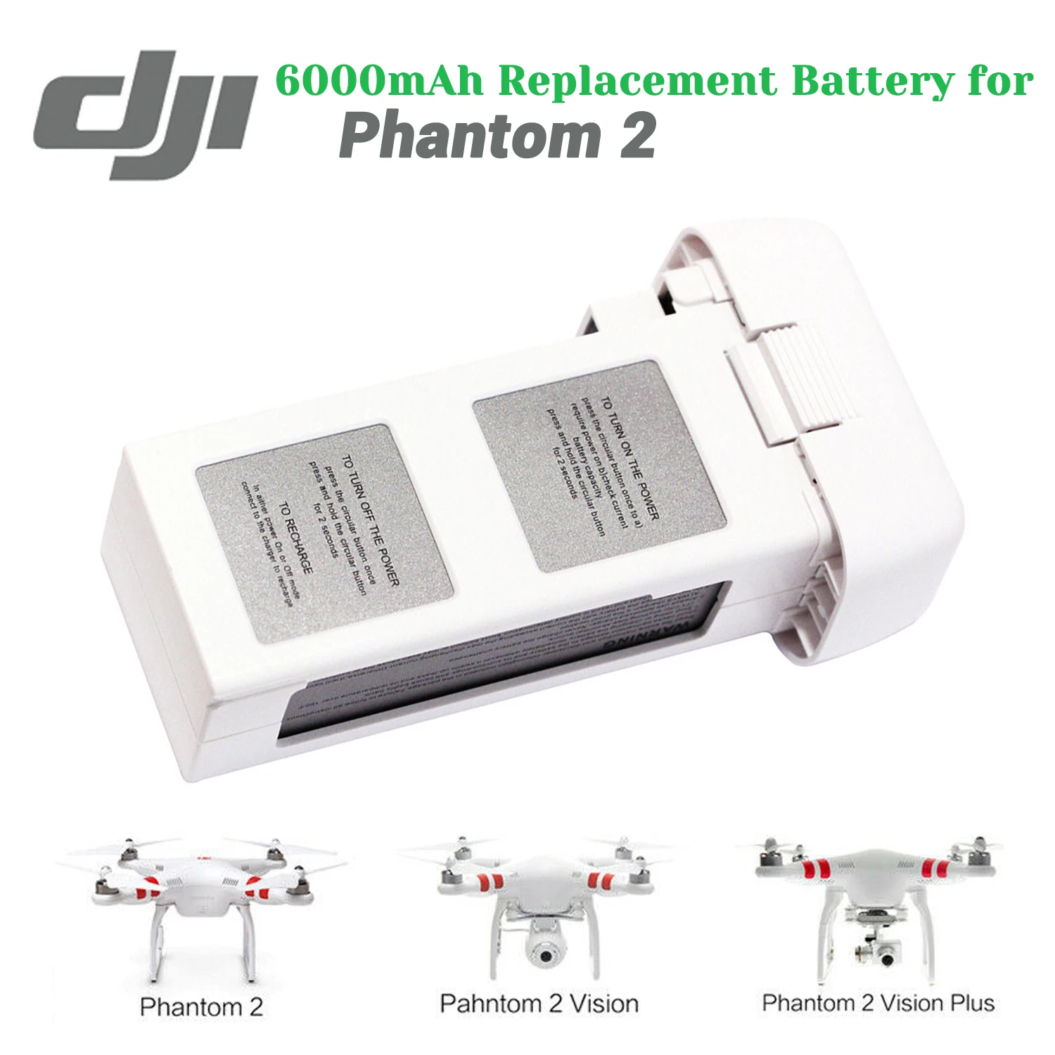 Replacement for DJI Phantom 2 Battery 11.1V 6000mAh Compatible with DJI Phantom 2 Quadcopter Drone for DJI Phantom 2 Vision
Replacement for DJI Phantom 2 Battery 11.1V 6000mAh Compatible with DJI Phantom 2 Quadcopter Drone for DJI Phantom 2 Vision
