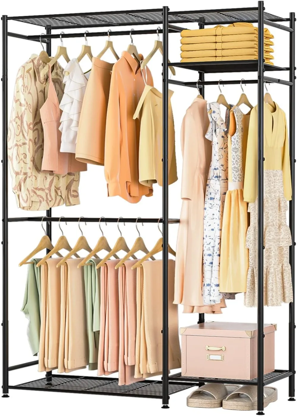 Portable Wardrobe Freestanding Clothes Rack for Hanging Clothes with 3 Hanging Rods and 5 Shelves
Portable Wardrobe Freestanding Clothes Rack for Hanging Clothes with 3 Hanging Rods and 5 Shelves