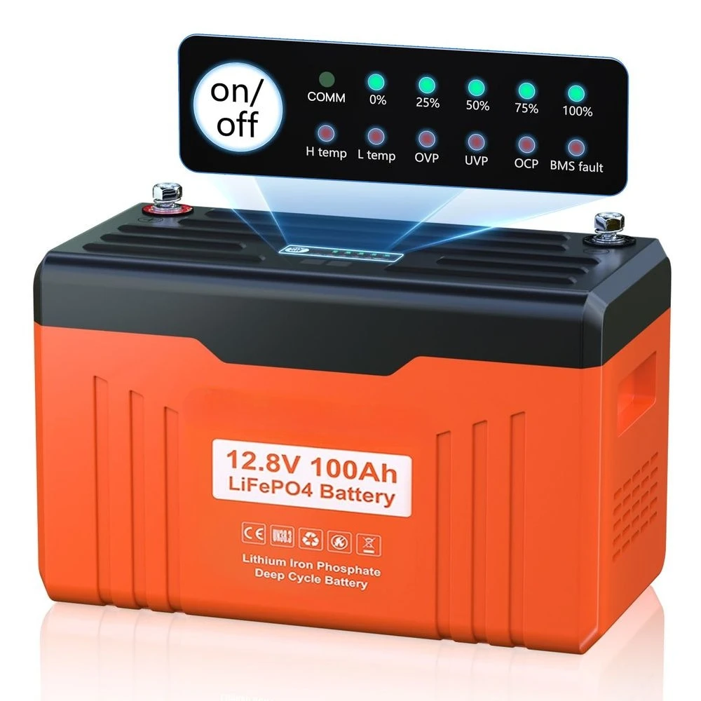 12V 100AH LiFePO4 Lithium Battery with SOC Display, Upgrade 2.0 with builtin Bluetooth, 100A BMS with LowTemp Protection, Suita
12V 100AH LiFePO4 Lithium Battery with SOC Display, Upgrade 2.0 with builtin Bluetooth, 100A BMS with LowTemp Protection, Suita