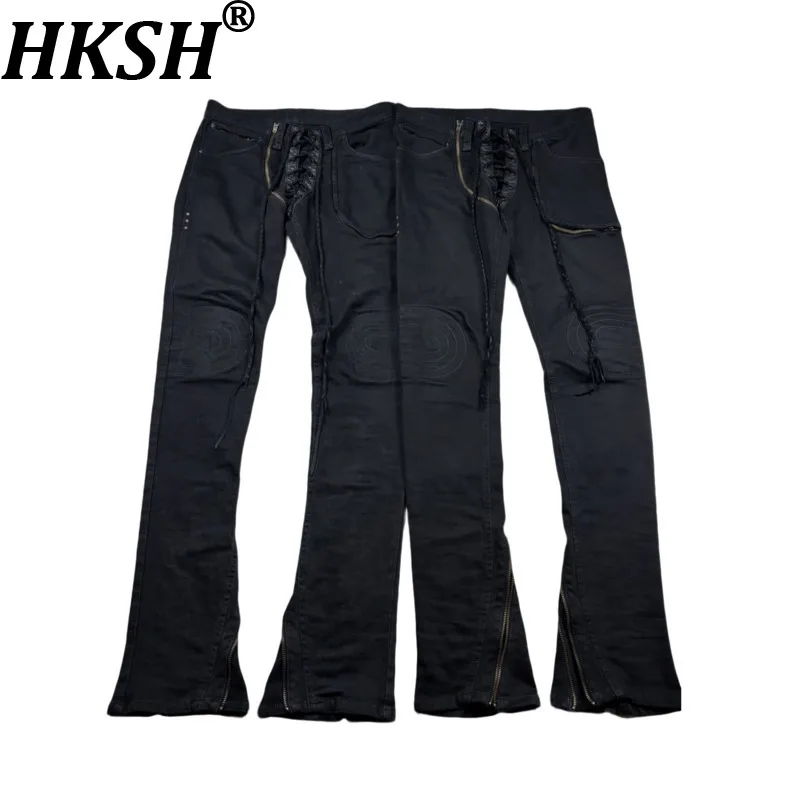 HKSH Spring Autumn New Men's Tide Darkwear Style Drawstring Jeans Leather Strap Spiritual Totem Micro-Flared Denim Pants HK21669
HKSH Spring Autumn New Men's Tide Darkwear Style Drawstring Jeans Leather Strap Spiritual Totem Micro-Flared Denim Pants HK21669