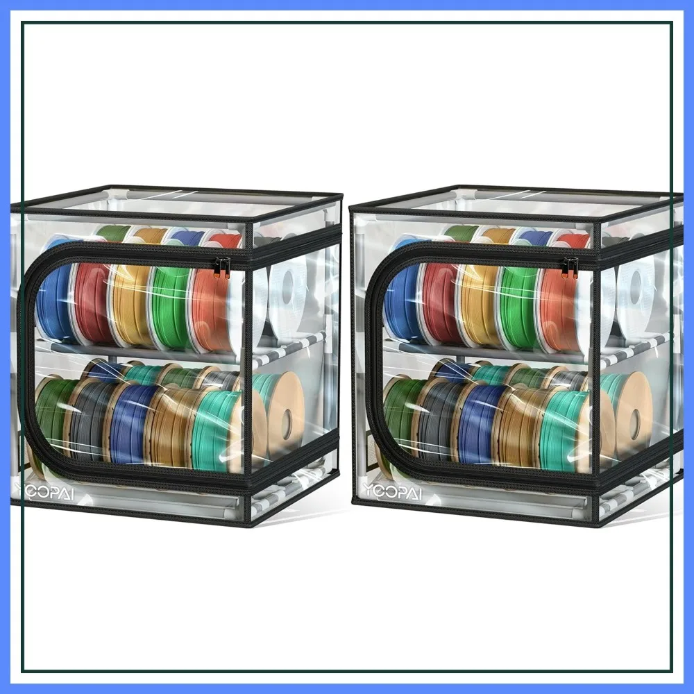 2 Tier Filament Storage Box – Holds 48 Spools, Transparent Cover, Heavy Duty Rack for 3D Printer Filament Organization
