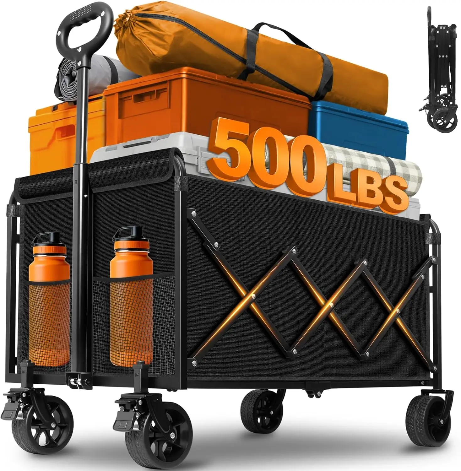 Heavy-Duty Foldable Wagon Cart with All-Terrain Wheels for Groceries, Camping, and Storage
Heavy-Duty Foldable Wagon Cart with All-Terrain Wheels for Groceries, Camping, and Storage