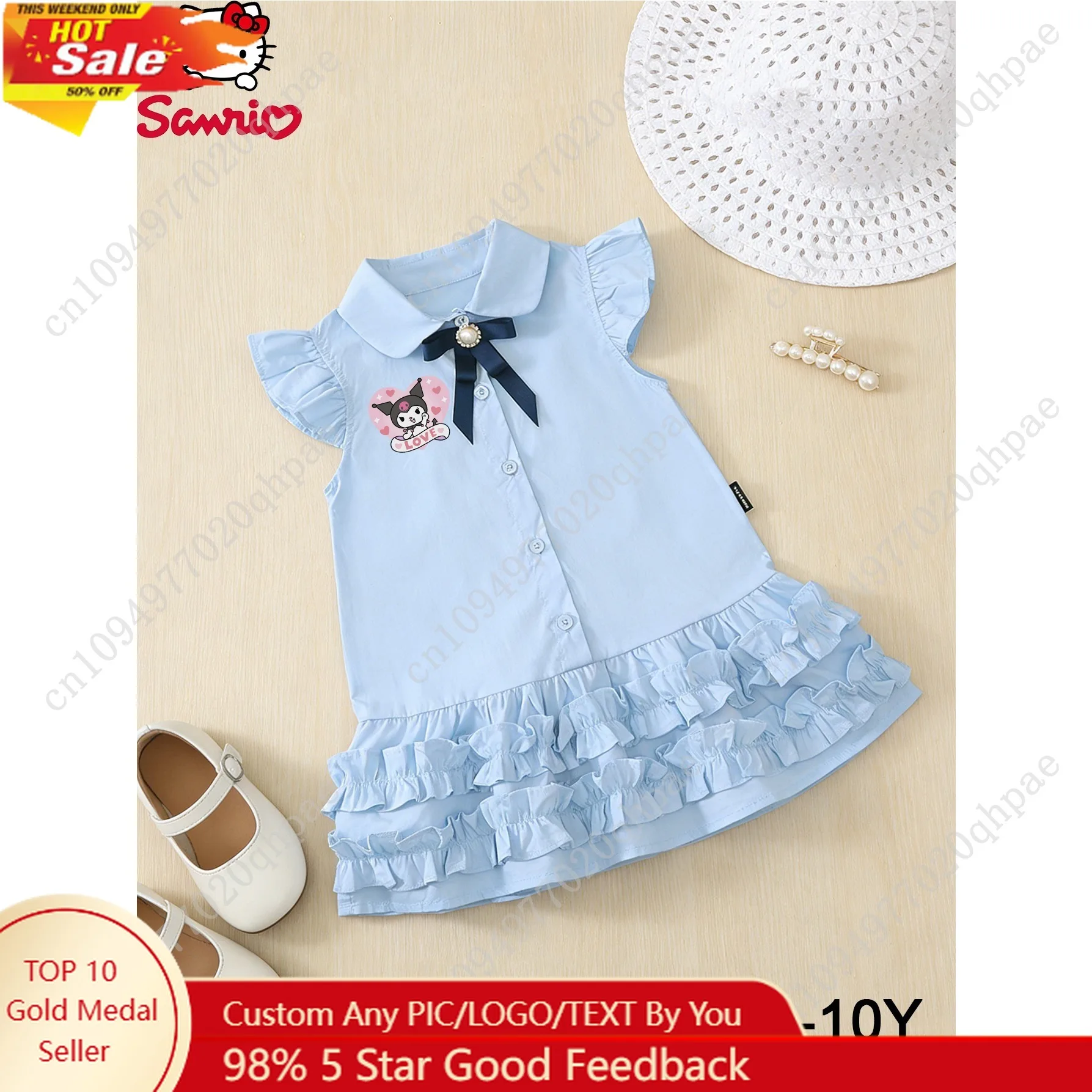 Sanrio Kuromi Girls Y2K Dress Double-Sided Printing Design Ruffle Trim Shirt Dress with Bow Hello Kitty Cartoon Character
Sanrio Kuromi Girls Y2K Dress Double-Sided Printing Design Ruffle Trim Shirt Dress with Bow Hello Kitty Cartoon Character