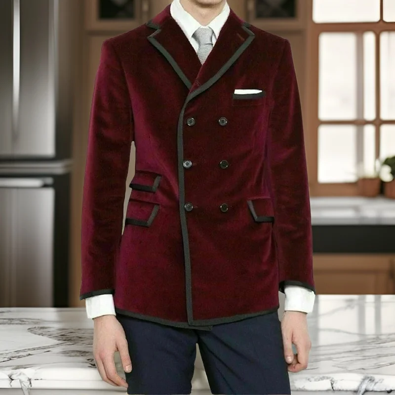 Velvet Men Suits Slim Fit Double Breasted 2 Pcs Wedding Tuxedos for Groom Prom Fashion Blazer ( Jacket+Pants) 2024
Velvet Men Suits Slim Fit Double Breasted 2 Pcs Wedding Tuxedos for Groom Prom Fashion Blazer ( Jacket+Pants) 2024