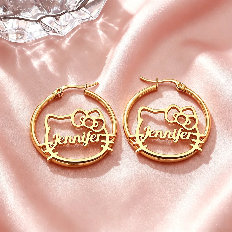 Custom Stainless Steel Hello Kitty Earrings Custom Name Earrings Personalized 24K Gold Plate Earrings For Woman Birthday Gifts
Custom Stainless Steel Hello Kitty Earrings Custom Name Earrings Personalized 24K Gold Plate Earrings For Woman Birthday Gifts