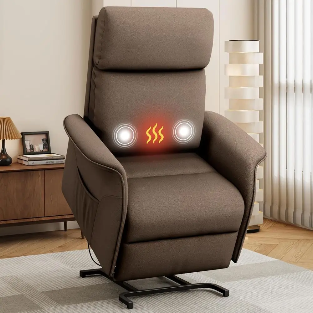 Massage and Heat Recliner Chair with Side Pocket Remote, Adjustable Positions, Brown Fabric
Massage and Heat Recliner Chair with Side Pocket Remote, Adjustable Positions, Brown Fabric