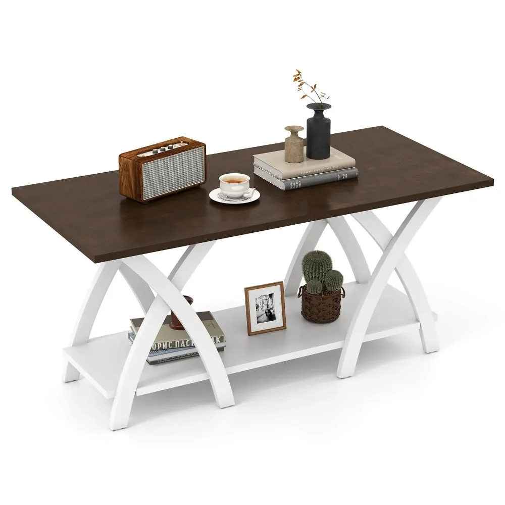 2-Tier Coffee Table w/Storage Shelf & X-shaped Legs for Living Room, Bedroom
2-Tier Coffee Table w/Storage Shelf & X-shaped Legs for Living Room, Bedroom
