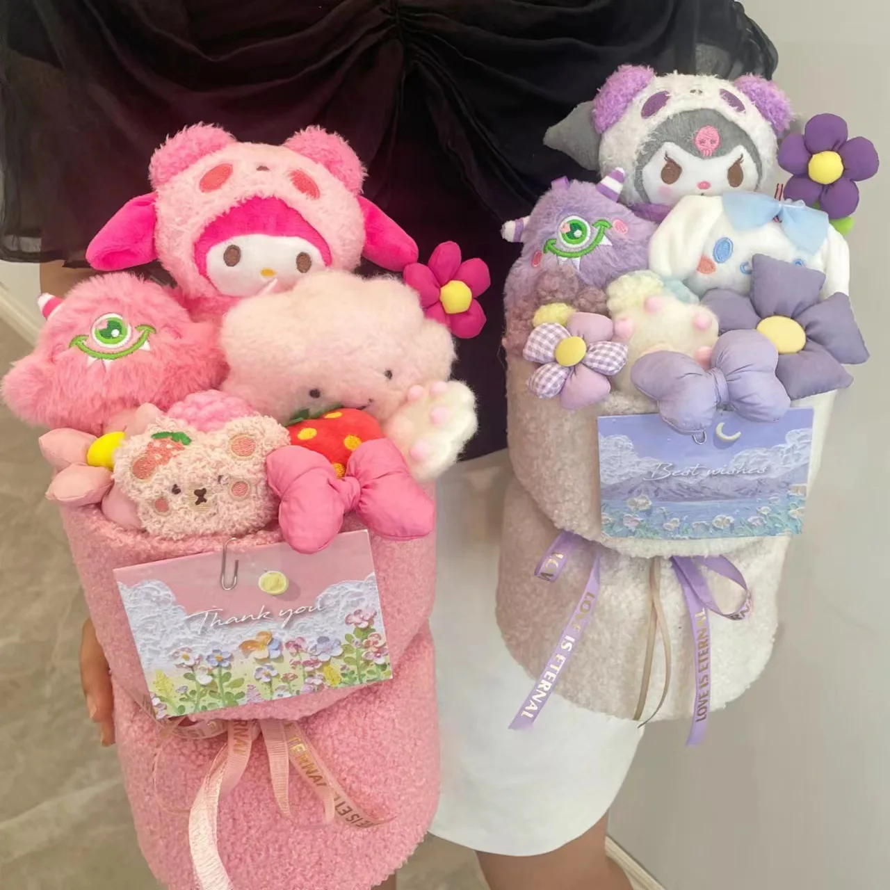 Sanrio Kuromi плюшевый букет Аниме Кукла мультфильм Hello Kitty My Melody Cinnamoroll женщина День Святого Валентина Рождественские подарки для девочек
Sanrio Kuromi плюшевый букет Аниме Кукла мультфильм Hello Kitty My Melody Cinnamoroll женщина День Святого Валентина Рождественские подарки для девочек