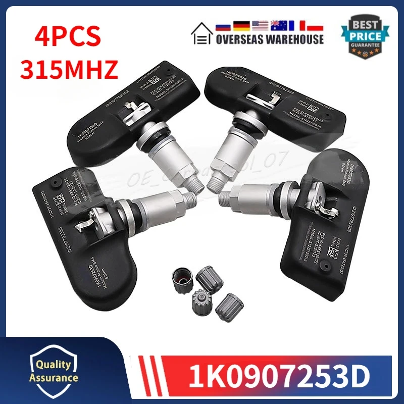 4PCS Tire Pressure Monitor Sensor For Audi A3 A4 A5 Volkswagen Beetle CC Golf GTI Jetta Passat R32 Tiguan 315MHZ TPMS 1K0907253D
4PCS Tire Pressure Monitor Sensor For Audi A3 A4 A5 Volkswagen Beetle CC Golf GTI Jetta Passat R32 Tiguan 315MHZ TPMS 1K0907253D