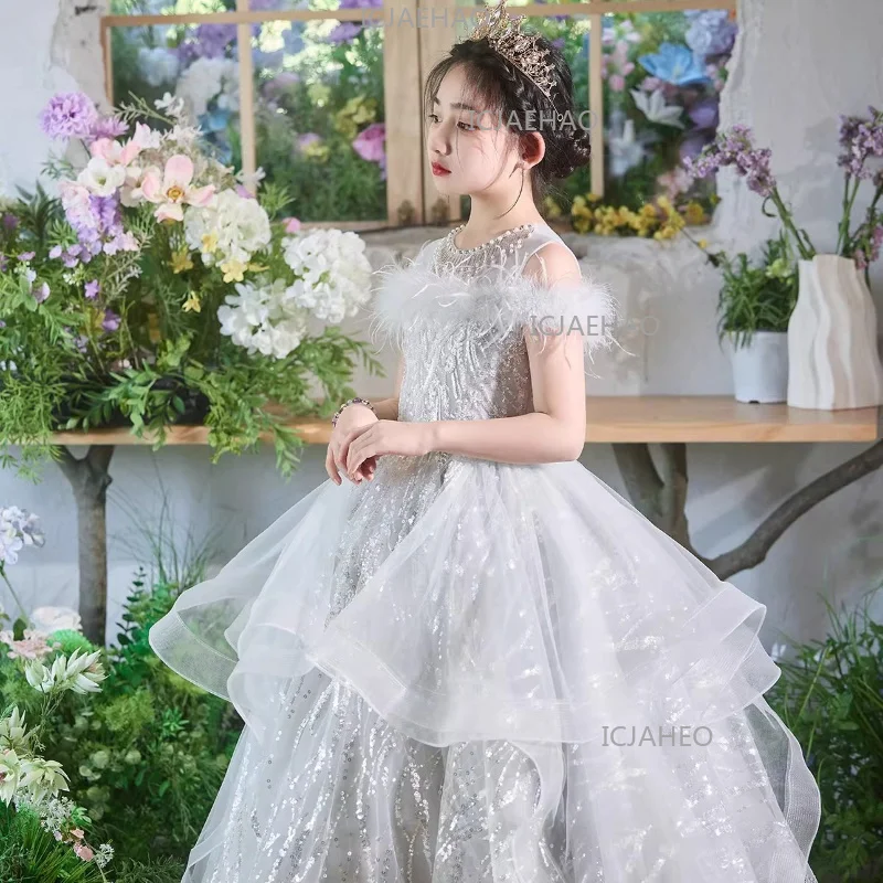 2026 Dress Children Girls Silver Gray Birthday Party Elegant Princess Gown Host Piano Performance Pageant CostumeKids Formal
2026 Dress Children Girls Silver Gray Birthday Party Elegant Princess Gown Host Piano Performance Pageant CostumeKids Formal