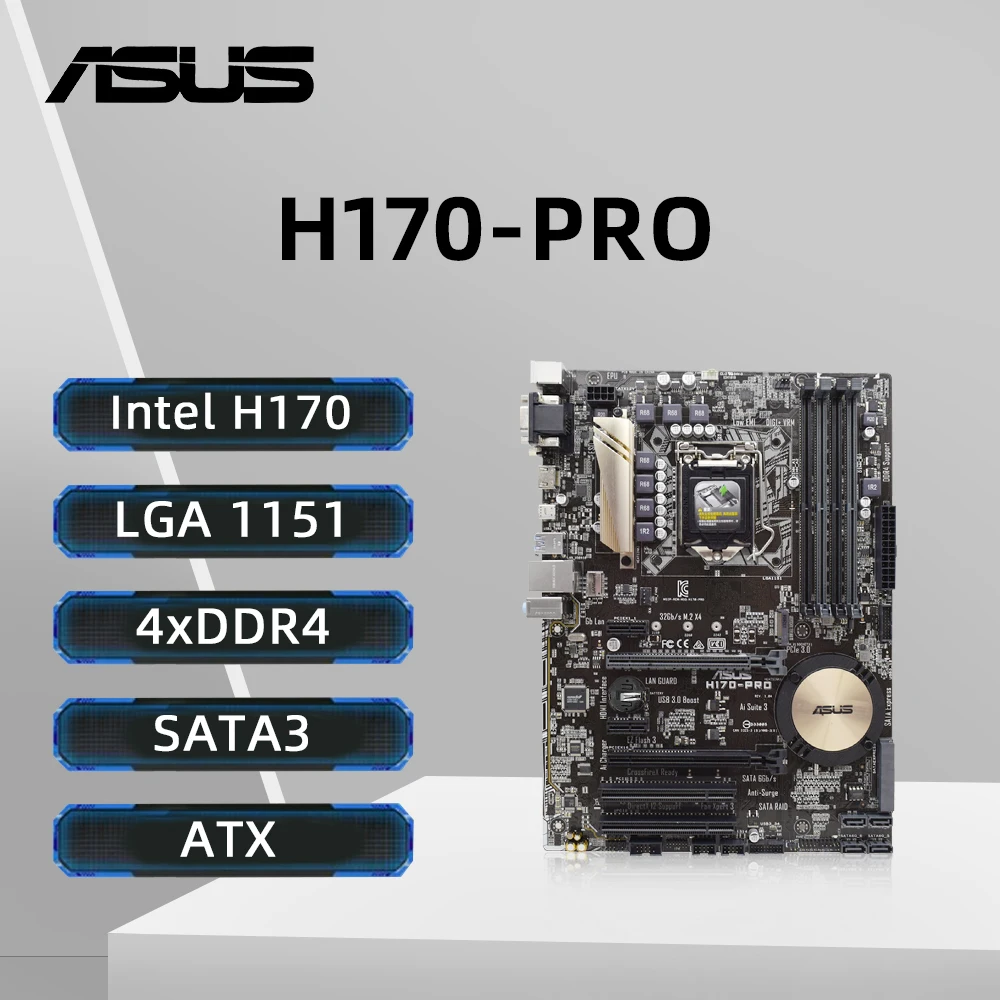 Материнская плата ASUS H170 PRO с поддержкой i7-7700K 6700K i5-7600 6500 i3-7320 6300, процессор LGA1151, 4xDDR4, 2133 МГц, материнская плата M.2 H170 ATX
Материнская плата ASUS H170 PRO с поддержкой i7-7700K 6700K i5-7600 6500 i3-7320 6300, процессор LGA1151, 4xDDR4, 2133 МГц, материнская плата M.2 H170 ATX