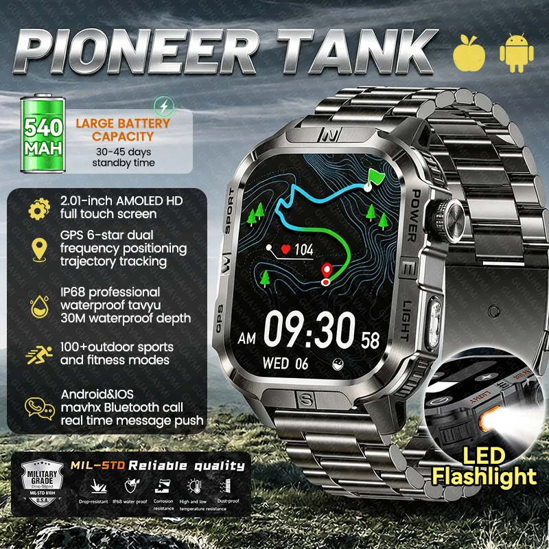 New Pioneer Tank Built-in GPS Smart Watch Outdoor Compass 540mAh Battery Sports Waterproof Men Smartwatch For Android IOS Call
New Pioneer Tank Built-in GPS Smart Watch Outdoor Compass 540mAh Battery Sports Waterproof Men Smartwatch For Android IOS Call