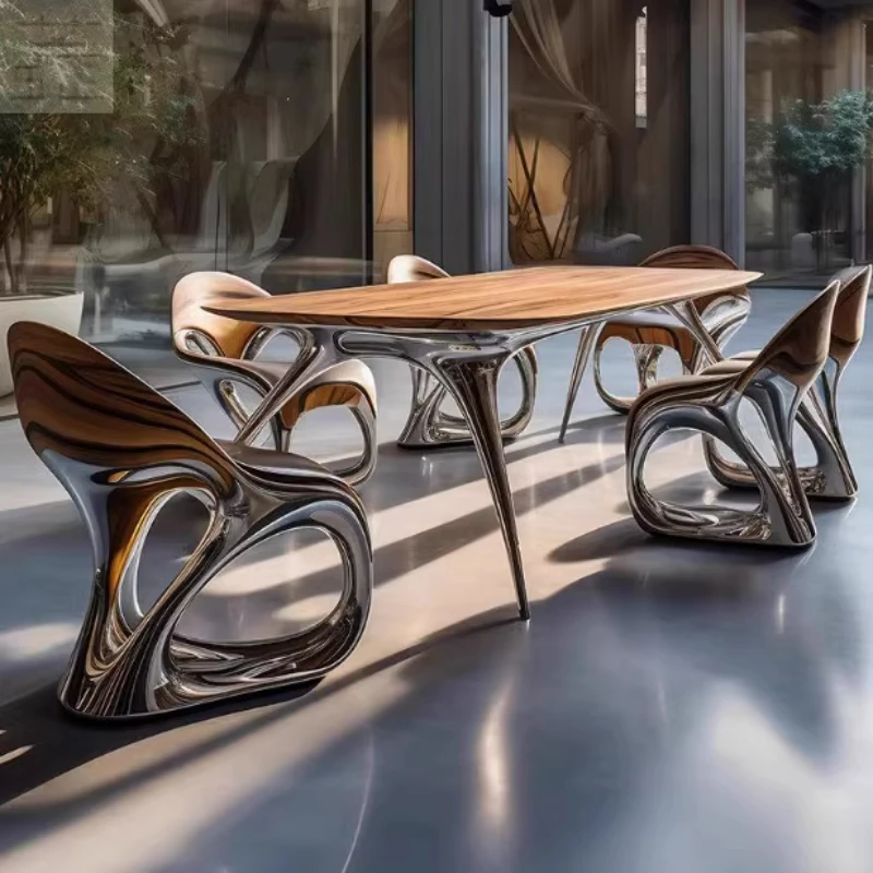 Modern light luxury special-shaped curved combination dining chair coffee table office hotel high-end technology creative table
Modern light luxury special-shaped curved combination dining chair coffee table office hotel high-end technology creative table