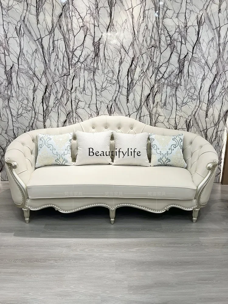 *American solid wood sofa French light luxury leather sofa size apartment
*American solid wood sofa French light luxury leather sofa size apartment