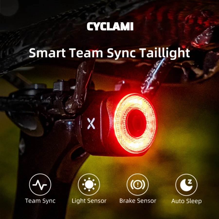 CYCLAMI Team Sync Tail Light Auto Brake Sensing Bicycle Rear Light LED Rechargeable Waterproof Cycling Taillight
CYCLAMI Team Sync Tail Light Auto Brake Sensing Bicycle Rear Light LED Rechargeable Waterproof Cycling Taillight