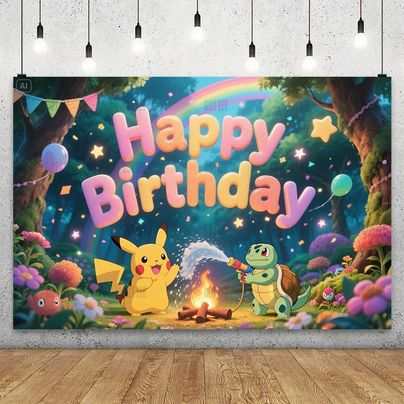 MINISO Pokémon Pikachu Bulbasaur Rainbow Forest Backdrop Party Decor Squirtle Water Gun Happy Birthday Photography Background
MINISO Pokémon Pikachu Bulbasaur Rainbow Forest Backdrop Party Decor Squirtle Water Gun Happy Birthday Photography Background