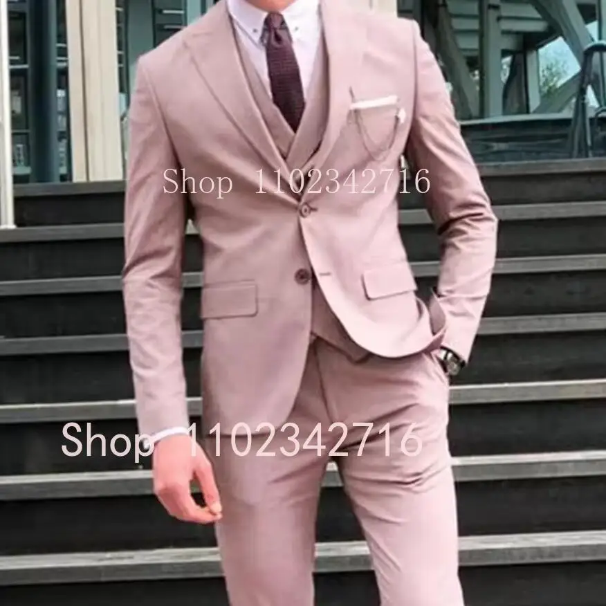 Latest Elegant Pink Men Suits Smart Casual Slim Fit Blazer Hombre Business High Quality Wedding Suit 3 Piece Sets Costume Homme
Latest Elegant Pink Men Suits Smart Casual Slim Fit Blazer Hombre Business High Quality Wedding Suit 3 Piece Sets Costume Homme