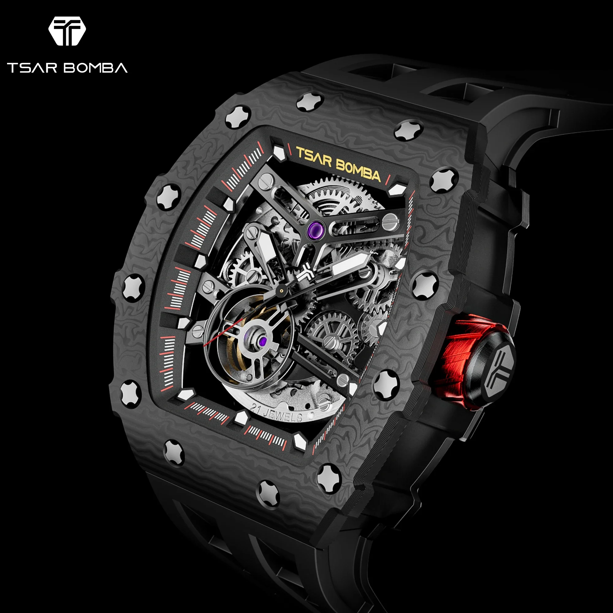 TSAR BOMBA Men's Automatic Mechanical Watch Tonneau Shaped Skeleton Wristwatch 50M Water Resistance Sapphire Crystal Gift
TSAR BOMBA Men's Automatic Mechanical Watch Tonneau Shaped Skeleton Wristwatch 50M Water Resistance Sapphire Crystal Gift