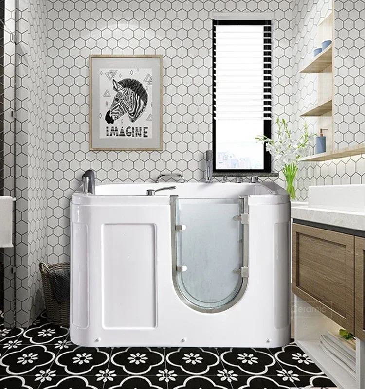 Inside and outside of the elderly, walk in, sit in a barrier-free bath, small acrylic massage constant temperature bathtub. Hot
Inside and outside of the elderly, walk in, sit in a barrier-free bath, small acrylic massage constant temperature bathtub. Hot