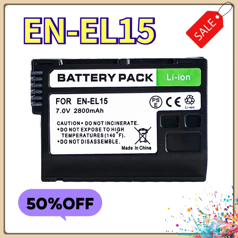 EN-EL15 Battery 2800mAh for Nikon Fully Decoded Chip for Z6 Z7 D7500 D850 100% Compatible Replacement for EN-EL15a/EN-EL15b
EN-EL15 Battery 2800mAh for Nikon Fully Decoded Chip for Z6 Z7 D7500 D850 100% Compatible Replacement for EN-EL15a/EN-EL15b