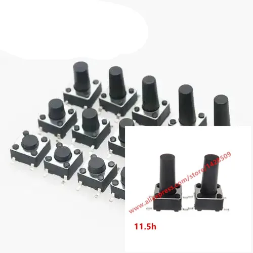 600PCS SMD 6*6*11.5MM 6mm*6mm*11.5mm Push Button Switches SMD-4 Tactile Switches Push Button Tact Switch micro switch
600PCS SMD 6*6*11.5MM 6mm*6mm*11.5mm Push Button Switches SMD-4 Tactile Switches Push Button Tact Switch micro switch