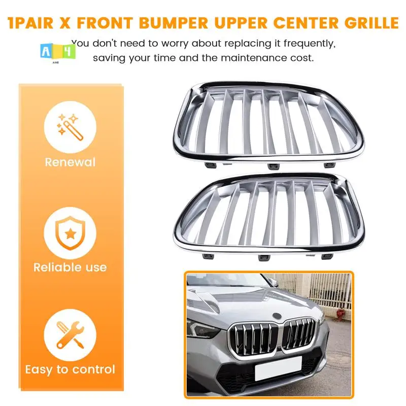 A04E-1Pair Front Bumper Upper Center Grille Chrome For BMW X1 Series E84 2010-2012 51112993307, 51112993308
A04E-1Pair Front Bumper Upper Center Grille Chrome For BMW X1 Series E84 2010-2012 51112993307, 51112993308