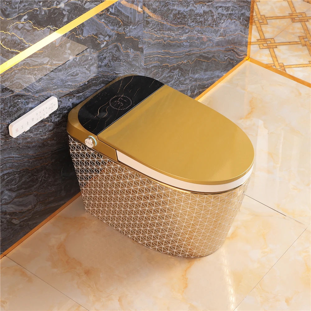 Luxury Modern Electric Bidet Heated Commode Toilet Bowl Bathroom Gold Automatic Intelligent Smart Wc Toilet With Remote Control
Luxury Modern Electric Bidet Heated Commode Toilet Bowl Bathroom Gold Automatic Intelligent Smart Wc Toilet With Remote Control