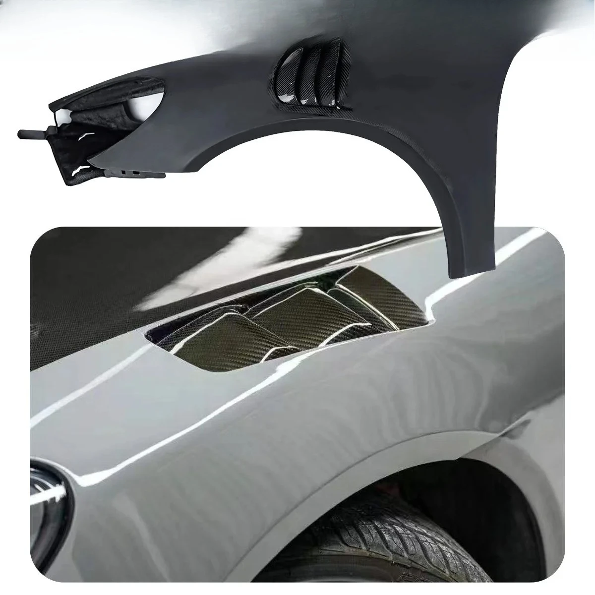 Half Carbon Fiber Vented Fenders for Porsche Cayman Boxster 718 718 GT4 GTRS 2016-ON
Half Carbon Fiber Vented Fenders for Porsche Cayman Boxster 718 718 GT4 GTRS 2016-ON