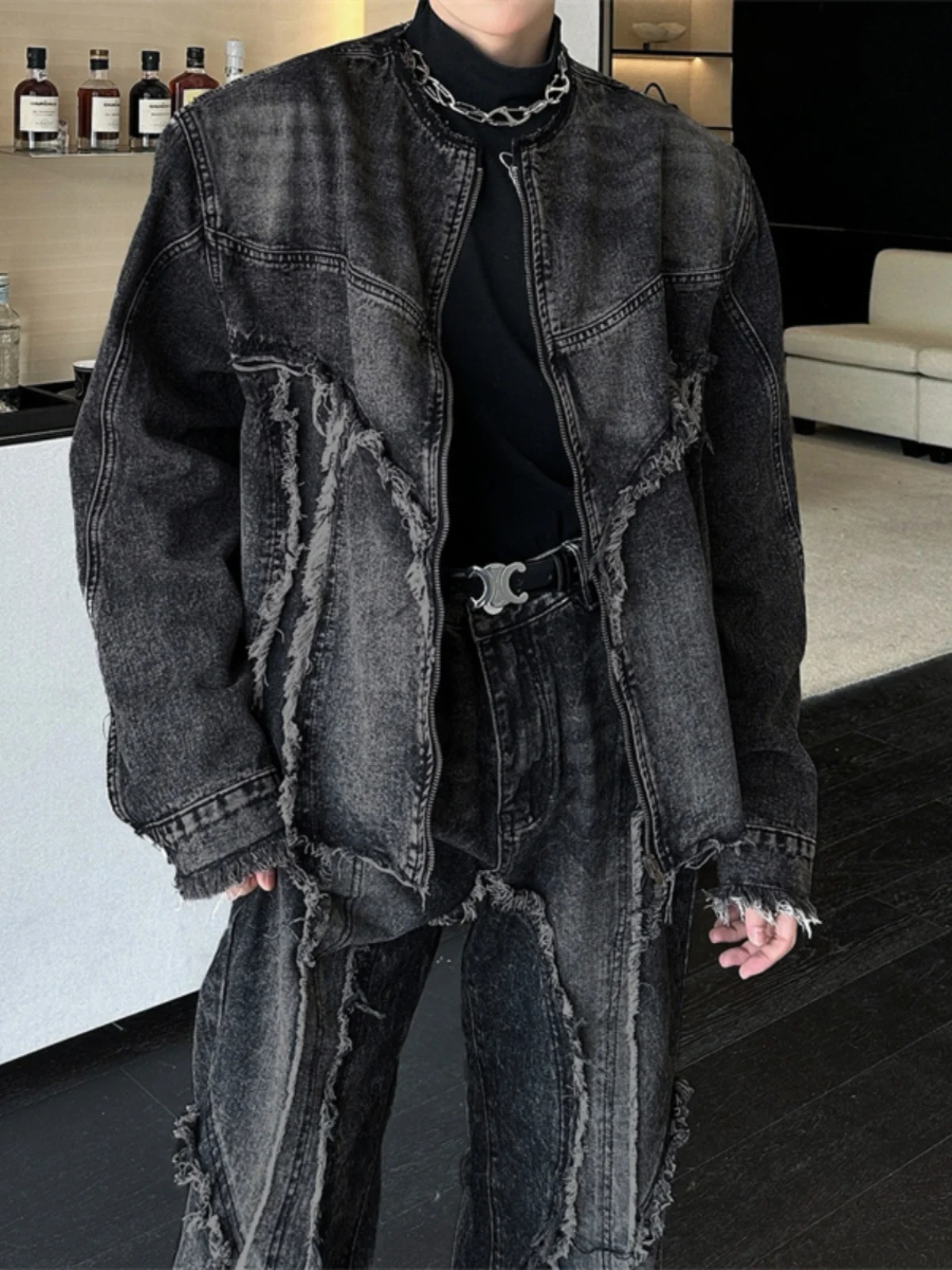 Heavyweight American Sle Men's Denim Jaet And Jeans Set Spring Autumn Frayed Hem Jaet Flared Pants Trendy Outfit
Heavyweight American Sle Men's Denim Jaet And Jeans Set Spring Autumn Frayed Hem Jaet Flared Pants Trendy Outfit