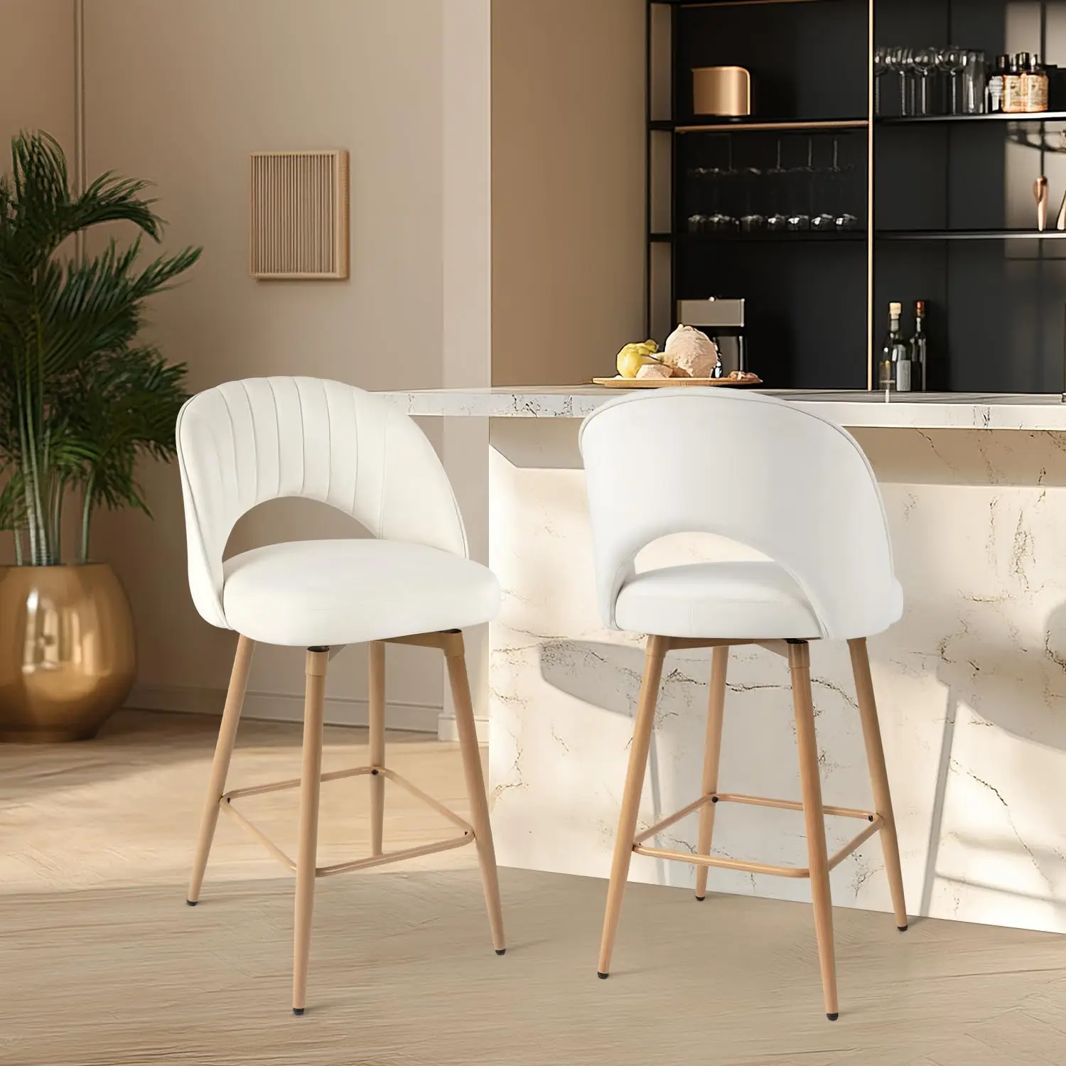 26in Swivel Bar Stools 2-Pack Velvet Counter Chairs w/ Back Footrest Kitchen Island Dining White Customized
26in Swivel Bar Stools 2-Pack Velvet Counter Chairs w/ Back Footrest Kitchen Island Dining White Customized
