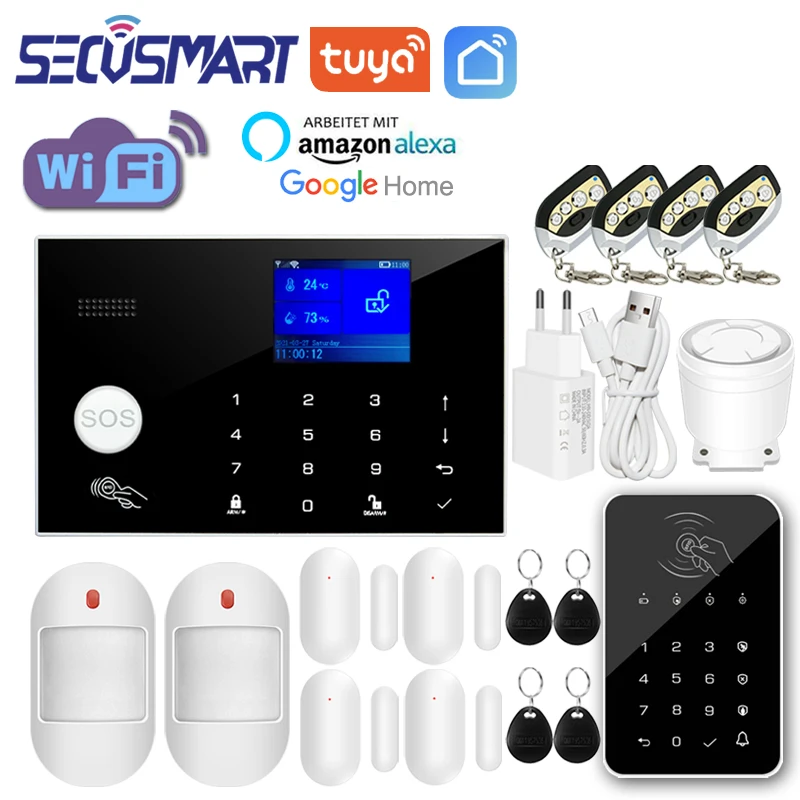 Tuya WiFi Alarm System GSM Wireless Smart Home Burglar Security Alarm 11 Language Switching Temperature Humidity Display
Tuya WiFi Alarm System GSM Wireless Smart Home Burglar Security Alarm 11 Language Switching Temperature Humidity Display