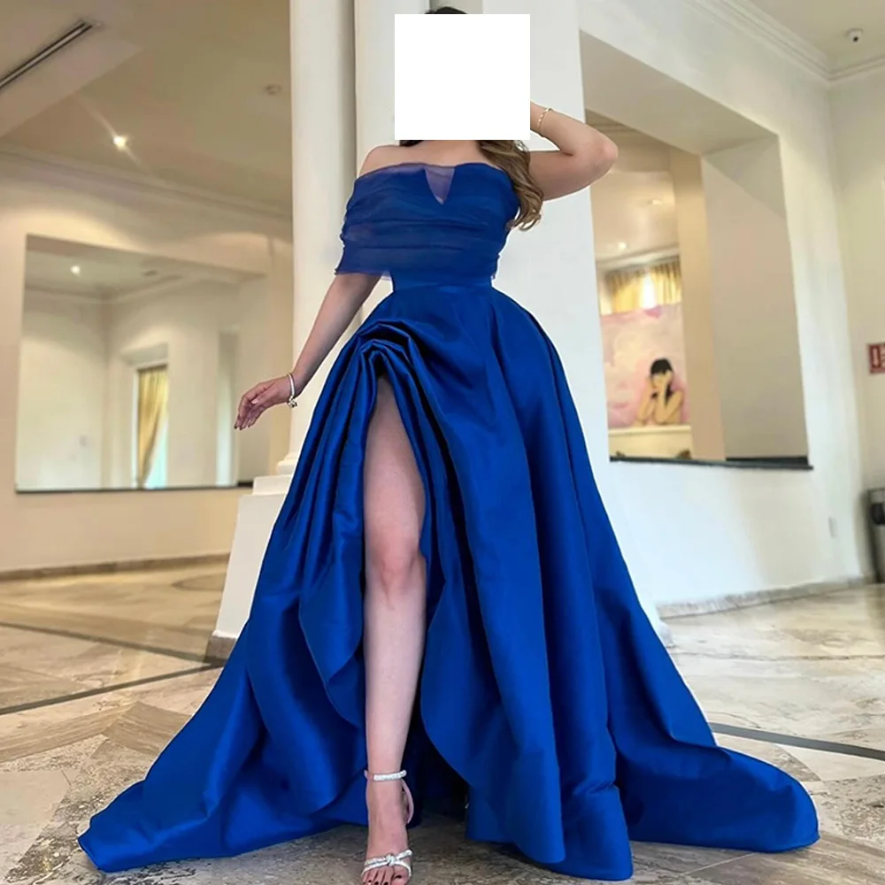 Fashion Panel Train Front Slit Strapless One Shoulder Evening Dresses Modern A-Line Floor Length Satin Half Sleeves Party Dress
Fashion Panel Train Front Slit Strapless One Shoulder Evening Dresses Modern A-Line Floor Length Satin Half Sleeves Party Dress